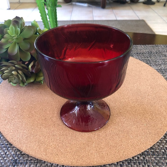 Mid Century Red Compote Dish - Picture 2 of 5